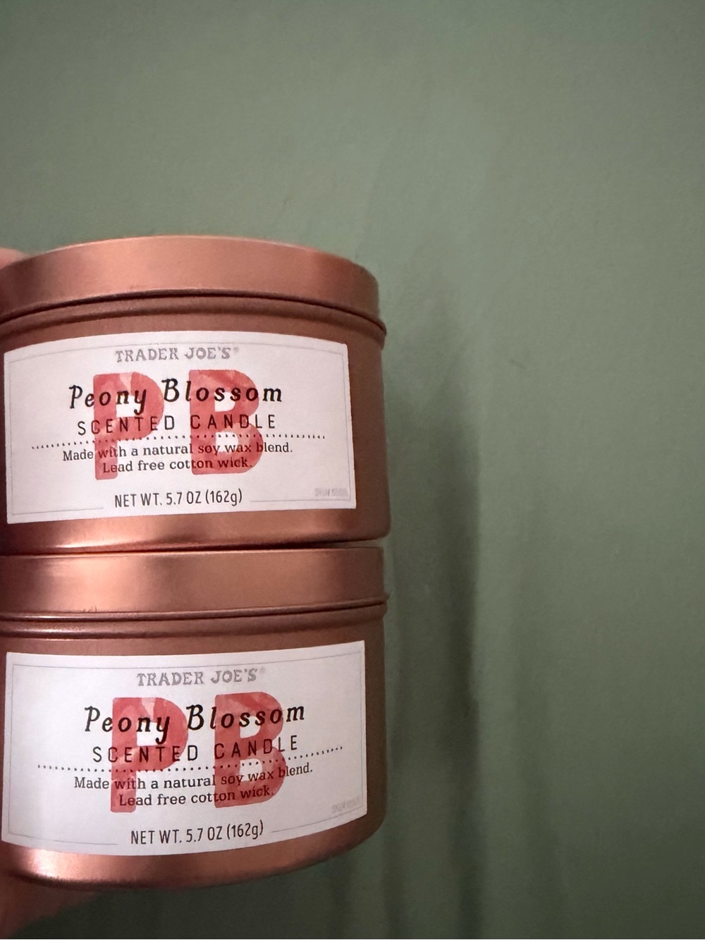 2 Trader Joe's Peony Blossom Scented Candles
